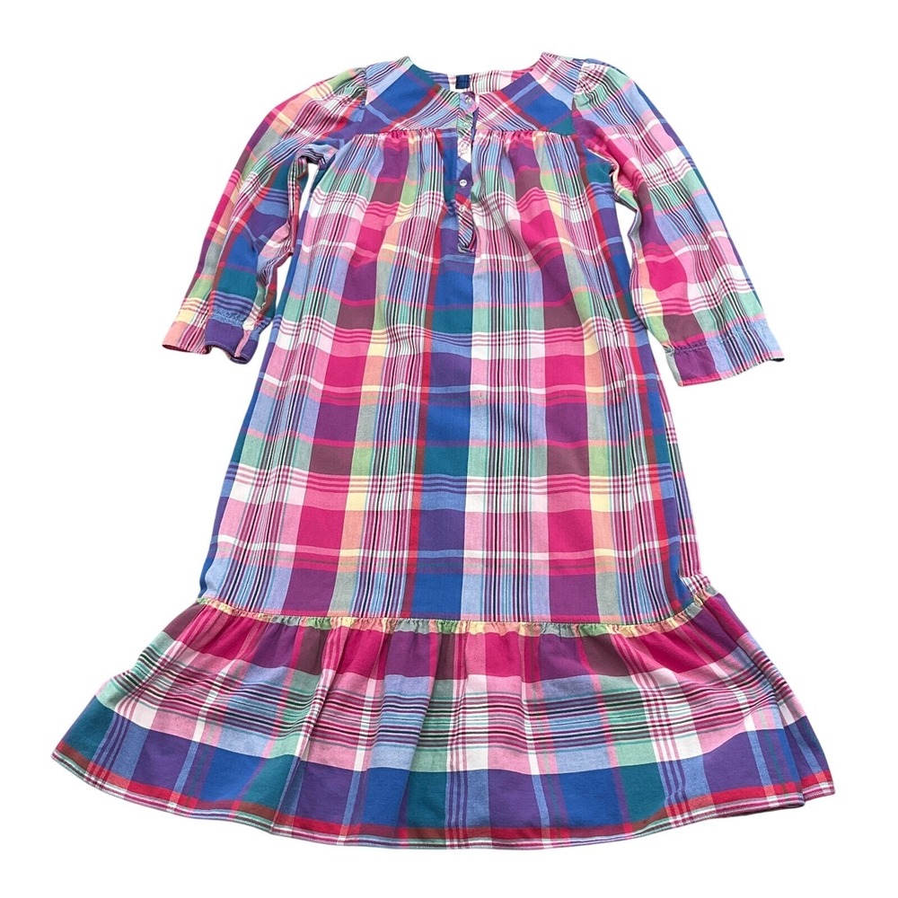 Kittens Nightgown Women Large Pink Plaid Cotton Granny‎ Sleep Dress Prairie VTG